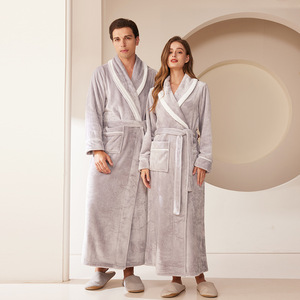 Albornoz de Invierno para <span class=keywords><strong>Pareja</strong></span>, Talla Grande, de Felpa Coral, 320g, Transpirable, de Manga Larga, Lavable a Máquina, 100% Poliéster - Product Image 3