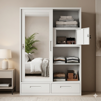Armoire de chambre en acier imprimée avec casiers de rangement, 120 cm, organisateur de chambre en métal