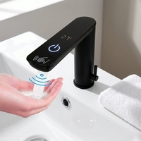 Robinet de lavabo à capteur tactile et à induction sans contact avec affichage numérique LED, double commande, économie d'énergie, monotrou