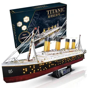 OEM ODM Custom educational toy 3D Puzzles Titanic Assemble Toys RMS Model Kits LED 3D Puzzles for Adult kids