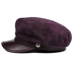 Chapeau de <span class=keywords><strong>marin</strong></span> en cuir de mouton véritable brossé en gros, chapeau de newsboy, chapeau de cabbie, chapeau de boulanger, chapeau de pêcheur, chapeau de capitaine pour femmes - Product Image 3