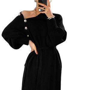 <span class=keywords><strong>Abito</strong></span> Invernale da Donna Lungo e Largo in Maglia a Tinta Unita con Vita Elasticizzata in Nylon/<span class=keywords><strong>Cotone</strong></span> <span class=keywords><strong>Elegante</strong></span> e Casual - Product Image 1