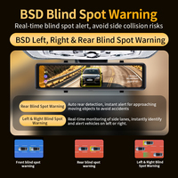 Caméra embarquée 4 canaux ADAS BSD AI avec enregistrement, écran tactile IPS 12 pouces, caméra de recul et enregistreur vidéo
