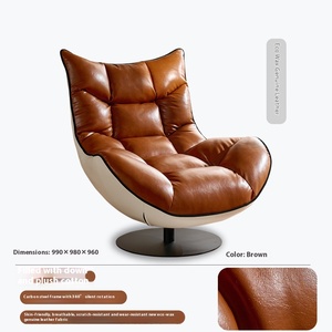 Canapé paresseux en cuir ciré à l'huile unique haut de gamme de Style nordique chaise de loisirs Antique pour balcon de salon - Product Image 5