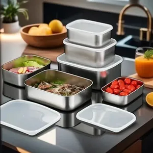 Voedsel Opslag Doos Container Verdikte Voedsel Container Lunchbox Met Staal 1000 Ml Invriesbare Groenten Lunchbox Korea