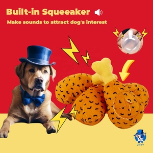 En stock: Juguetes de peluche con sonido para perros, en forma de patas de pollo frito y pizza, juguetes olfativos y de rompecabezas cognitivo con sonido para perros - Product Image 4