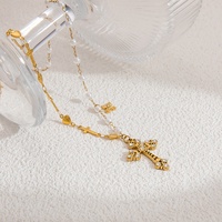 SUMMLY-Collier vintage en acier inoxydable plaqué or 18 ct en forme de croix personnalisé de haute qualité, bijoux tendance, vente en gros