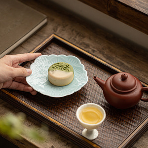 Plato de Cerámica con Forma de Flor, Bandeja de Porcelana Estilo Zen para Servir en Salas de Té, para Fiestas - Product Image 3