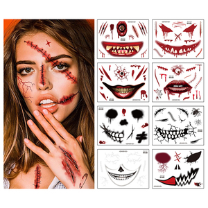 Wholesale 4pcs Masquerade Cosplay Makeup <strong>Joker</strong> <strong>Tattoo</strong> Stickers Halloween Costume Glitter Clown Face Temporary <strong>Tattoos</strong> - Product Image 3