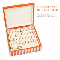 Jeu de tuiles de mahjong américain en acrylique à 3 couches de luxe avec logo personnalisé - 160 tuiles gravées style plage, boîte de rangement en bois rayée