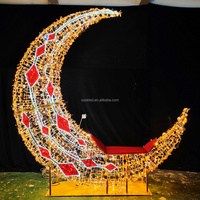 Lumières LED IP65 pour l'extérieur, décorations de luxe pour les rassemblements de l'Aïd, les mariages, les mosquées, le Ramadan, l'Aïd, les fêtes islamiques, motif LED 3D, nouvelles lumières de lune