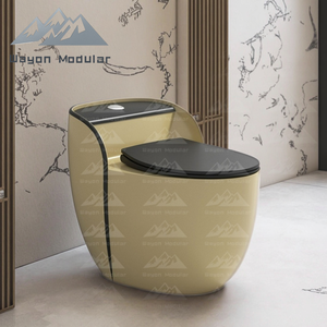 Wayon Luxury Art Golden Beige Ceramic <strong>Toilet</strong> With <strong>Black</strong> Seat Cover for Villa Bathroom Decor - Product Image 3