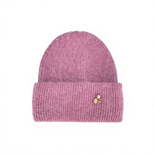 New Style Winter Knitted Cuff <b>Beanie</b> Fashion Custom Wool Blend <b>Beanie</b> <b>Hat</b> Leather Patch Label Custom <b>Hat</b> <b>Beanie</b> - Product Image 5