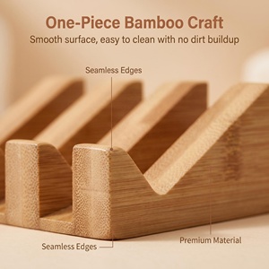 Portasapone in bambù naturale con drenaggio inclinato, antiscivolo, a cascata, salva-sapone per bagno, doccia, <span class=keywords><strong>lavabo</strong></span> - Product Image 3