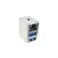 DGKYD USB 3.0 Double USB PA66 Tab-Up Filtre plaqué or Connecteur Ethernet RJ45 10/100/1000 Base-T AutoMDIX Vert-Jaune/Vert