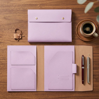 Sac de rangement multifonctionnel A5 en cuir PU pour documents de réunion, pochette portable pour dossiers de réunion avec clip pour stylo