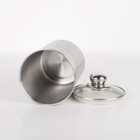 Ensemble de 4 récipients hermétiques en acier inoxydable avec couvercles en verre pour le stockage du thé, du café, du sucre et de la farine