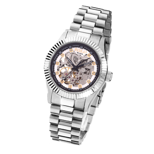 Đồng hồ cơ dây thép không gỉ cao cấp sang trọng, thiết kế cổ điển kiểu Oyster <span class=keywords><strong>Skeleton</strong></span>, đính kim cương thật, chống nước, quyến rũ. - Product Image 3