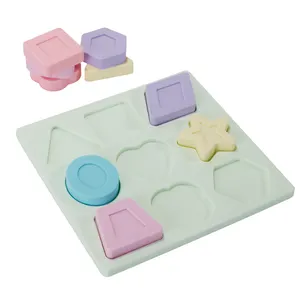 Hochwertiges zertifiziertes frei von BAP weiches Baby-Silikon Geometrie-Puzzle und Silikon-Stapel-Spielzeug