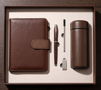Set Hadiah Promosi Bisnis: Notebook Kulit Grosir dengan Pulpen Logam Isi Ulang dan Mug Vakum Terisolasi