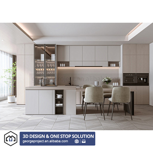 Úc biệt thự hiện đại tủ bếp màu trắng tủ đựng thức ăn bằng gỗ với bàn bếp đảo - Product Image 3