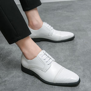 Nouvelles chaussures en cuir pour hommes de grande taille, blanches, élégantes, à coutures, style britannique, chaussures en cuir <span class=keywords><strong>Derby</strong></span> pour mariage, printemps et automne - Product Image 4