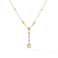 Collier élégant avec pendentif ovale allongé en perle, chaîne latérale perlée et breloque pendante, bijou intemporel de qualité supérieure TGXL14164