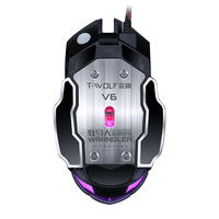 Ratón para Juegos con Cable T-WOLF V6, Profesional, Óptico LED, 3200 DPI, 6 Botones, USB, para Computadora, Portátil, PC