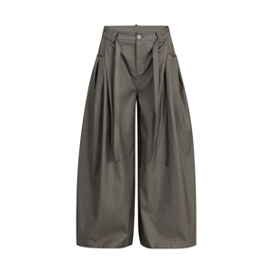 Pantaloni da Completo a Vita Alta con Doppia Chiusura, Gamba Larga, Drappeggiati, <span class=keywords><strong>Oversize</strong></span>, Plissettati e Comodi per Uomo - Product Image 1