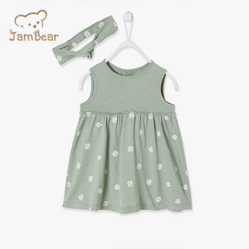 Babies dress with GOTS organic cotton eco friendly Dress matching headband for babies sustainable baby dress and headband
