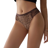 Grosir Celana Dalam Wanita Seksi Renda Splicing Leopard Bernapas Cepat Kering Katun Selangkangan Celana Thong