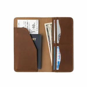Тонкий дизайнерский длинный кожаный кошелек ручной работы с технологией радиочастотной идентификации мужской чековый книжный кожаный держатель для паспорта для путешествий