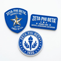 Patchs PVC personnalisés avec logo 3D en relief, en caoutchouc souple, style inspiré des lettres grecques bleu roi et blanc, série Sorority