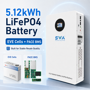 แบตเตอรี่ LiFePO4 5.12 กิโลวัตต์ชั่วโมง 51.2 โวลต์ 100 แอมป์ชั่วโมง พร้อมเซลล์ใหม่เกรด A รุ่น LF100 ของ Real Ev ระบบจัดการแบตเตอรี่ PACE BMS แบตเตอรี่ลิเธียมสำหรับเก็บพลังงานแบบติดผนัง - Product Image 1