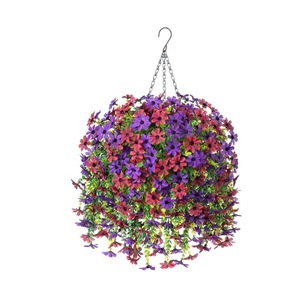 Chrysanthèmes artificiels en panier suspendu, fleurs en soie pour décoration extérieure, décoration de mariage - Product Image 3