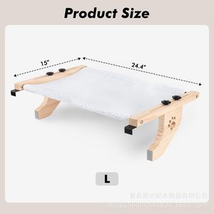 Hamaca de madera para gatos, cama para ventana, mueble ajustable para mascotas, diseño rectangular sólido. - Product Image 4
