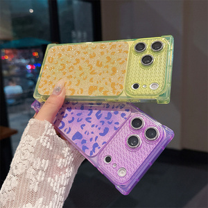 เคสโทรศัพท์มือถือลายเสือดาวหรูหรา ประดับกลิตเตอร์ สำหรับ iPhone 18 17 16 15 14 Pro Max พร้อมกระจกป้องกันเลนส์กล้อง ดีไซน์มุมฉาก ฝาหลังแบบมีประกาย - Product Image 4