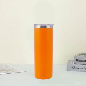 Gobelet isotherme droit et fin de 20 oz en acier inoxydable à double paroi, vierge pour sublimation, avec couvercle et paille - Product Image 1