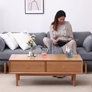 Table basse en bois de cerisier massif, style moderne minimaliste, meuble de salon, combinaison de meuble TV de style japonais - Product Image 4