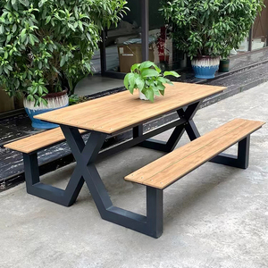 Set di mobili da esterno <span class=keywords><strong>panca</strong></span> <span class=keywords><strong>in</strong></span> metallo e <span class=keywords><strong>tavolo</strong></span> <span class=keywords><strong>panca</strong></span> <span class=keywords><strong>in</strong></span> alluminio <span class=keywords><strong>con</strong></span> <span class=keywords><strong>legno</strong></span> di plastica - Product Image 5