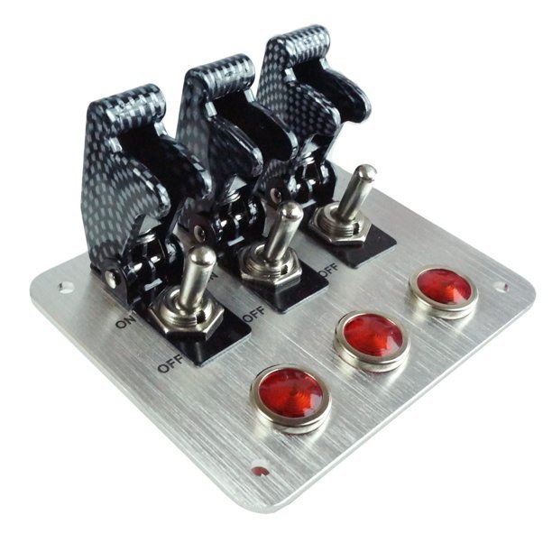 Interruttore A Levetta LED Illuminato Stile Missile 12V Per Auto E Cruscotto - Con Paraspruzzi