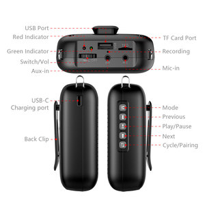 Amplificateur vocal portable Bluetooth S358Pro rechargeable avec fil, mini haut-parleur 4000 mAh avec boucle - Product Image 4