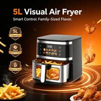 Freidora de Aire Digital Inteligente de Alta Calidad para Cocina, con 10 Programas Preestablecidos, Pantalla a Color Personalizable, 5L, para Uso Doméstico