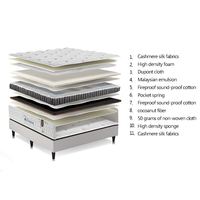 Matelas à ressorts ensachés Queen Size en mousse, roulé, 25 cm, avec tissu, latex et fibre de coco