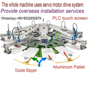 8 видов цветов 18 станция автоматическая футболка шелкография печатная машина с поворотным столом