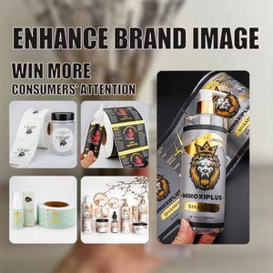 FX Roll Private <b>Waterproof</b> Vinyl Food Cosmetic Product Bottle Label Printing Gold Foil Logo Stickers for Packaging Label - Product Image 5