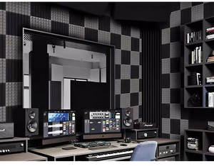 Paneles Acústicos Modernos Premium Ecológicos e Ignífugos con Textura Ondulada Negra, Divisor de Habitaciones Insonorizado <span class=keywords><strong>para</strong></span> Dormitorio o Almacén - Product Image 5