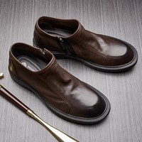 Chaussures en cuir pour hommes, chaussures décontractées en cuir véritable, mocassins à semelle souple pour hommes, chaussures basses en daim de style britannique rétro pour affaires