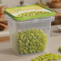 Boîte de 1L (30 onces) de raisins verts secs sans pépins, emballage en plastique avec couvercle, hermétique, empilable et robuste.