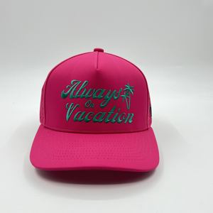 Gorra de béisbol deportiva de poliéster impermeable de 5 paneles con malla transpirable de frutas Dobby personalizada, ajustable, perforada con corte láser, estilo papá - Product Image 5